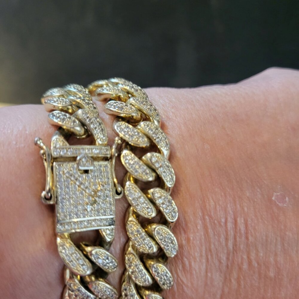 GLD "Diamond Cuban link Yellow Gold plated" double wrap bracelet
